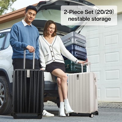 Ensembles de 2 pièces Bagages à main avec roues PC Valies à coque dure Léger Bagages à main Tsa Grande valise de voyage
