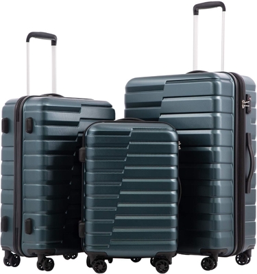 Vaisselle PC ABS TSA bagages 3 pièces ensemble de verrouillage Spinner porter sur (bleu teal)