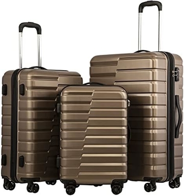 Vaisselle PC ABS TSA bagages 3 pièces ensemble de verrouillage Spinner porter sur (bleu teal)