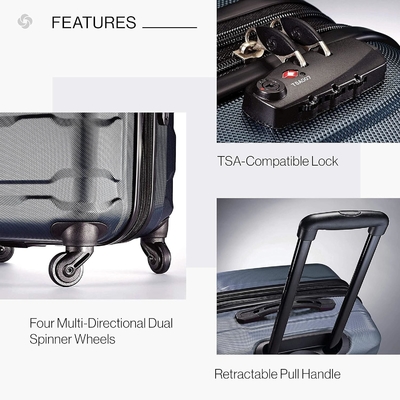 Omni PC Bagage élargi sur le côté rigide avec roues tournantes, portable de 20 pouces, bleu