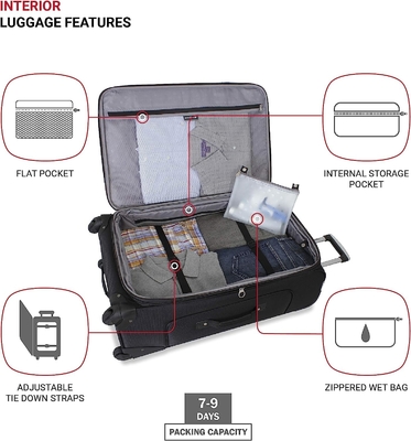Bagage élargi à côté, noir, large de 29 pouces