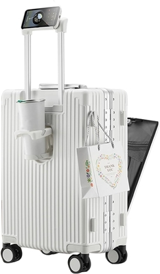 20 pouces de cadre d'aluminium à roue tournante à bagages, verrouillage TSA intégré Portez sur votre valise, avec porte-gobelets et port USB