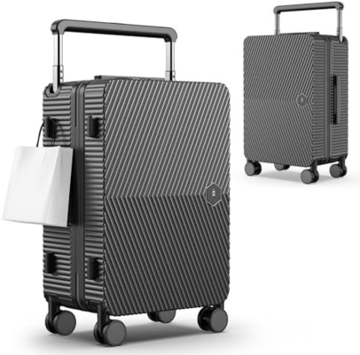 Bagages à main, valise à coque dure avec roues tournantes à 360°, valise embarquée pour les compagnies aériennes et fermeture à glissière double.