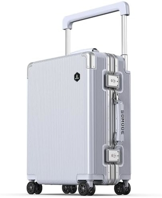 Bagages à main, valise à coque dure avec roues tournantes à 360°, valise embarquée pour les compagnies aériennes et fermeture à glissière double.