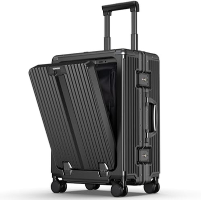 Bagages à main, valise à coque dure avec roues tournantes à 360°, valise embarquée pour les compagnies aériennes et fermeture à glissière double.