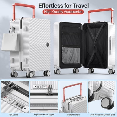 Bagages à main, valise à coque dure avec roues tournantes à 360°, valise embarquée pour les compagnies aériennes et fermeture à glissière double.