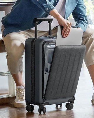 Bagages 22 X 14 X 9 Compagnie aérienne approuvée, bagages de 20 pouces avec compartiment portable avant, roues à double rotor, PC à face dure