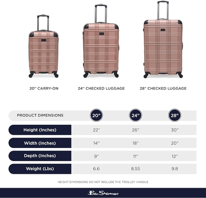 Bagages de voyage légers, en or rose, 24 pouces.