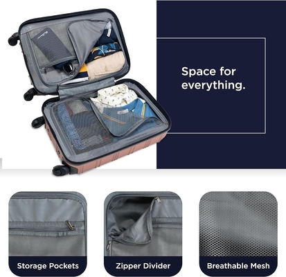 Bagages de voyage légers, en or rose, 24 pouces.