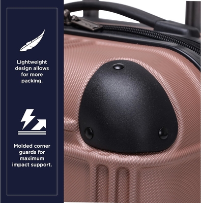 Bagages de voyage légers, en or rose, 24 pouces.