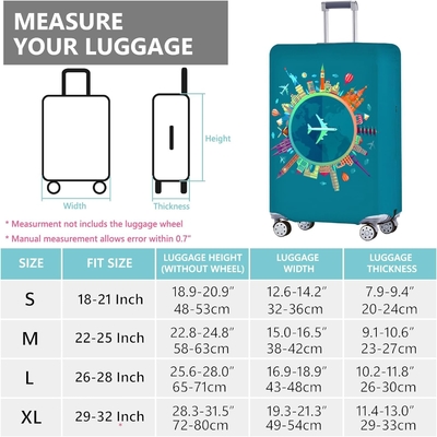 Couvertures de bagages de voyage pour valises Tsa approuvé, protecteur de couvertures de valises adapté aux bagages 18-32 pouces