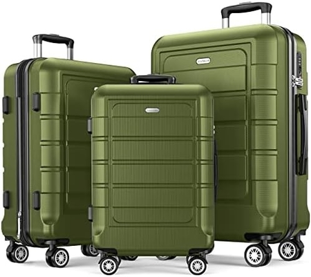 Ensemble de bagages élargi PC + ABS Durable valise à deux roues TSA verrouillage 3pcs vin rouge