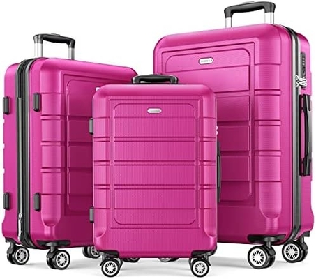 Ensemble de bagages élargi PC + ABS Durable valise à deux roues TSA verrouillage 3pcs vin rouge