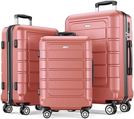 Ensemble de bagages élargi PC + ABS Durable valise à deux roues TSA verrouillage 3pcs vin rouge