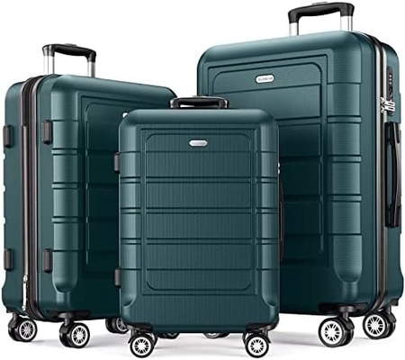 Ensemble de bagages élargi PC + ABS Durable valise à deux roues TSA verrouillage 3pcs vin rouge