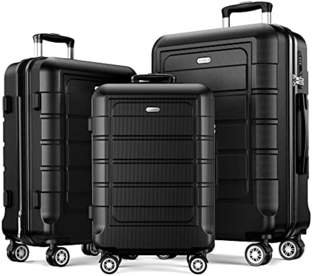 Ensemble de bagages élargi PC + ABS Durable valise à deux roues TSA verrouillage 3pcs vin rouge