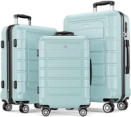 Ensemble de bagages élargi PC + ABS Durable valise à deux roues TSA verrouillage 3pcs vin rouge
