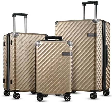 Bagages 22x14x9 Approuvé par la compagnie aérienne - 35L de polycarbonate, valise à coque dure extensible avec roues tournantes (noir, 20 pouces)