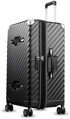 Bagages 22x14x9 Approuvé par la compagnie aérienne - 35L de polycarbonate, valise à coque dure extensible avec roues tournantes (noir, 20 pouces)