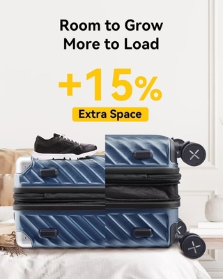 Bagages 22x14x9 Approuvé par la compagnie aérienne - 35L de polycarbonate, valise à coque dure extensible avec roues tournantes (noir, 20 pouces)