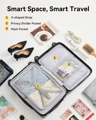 Bagages 22x14x9 Approuvé par la compagnie aérienne - 35L de polycarbonate, valise à coque dure extensible avec roues tournantes (noir, 20 pouces)