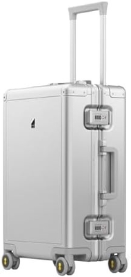 20 pouces de bagages en aluminium, valise à coque dure, bagages sans fermeture à glissière avec serrure TSA et roues filatoires - argent