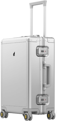 20 pouces de bagages en aluminium, valise à coque dure, bagages sans fermeture à glissière avec serrure TSA et roues filatoires - argent