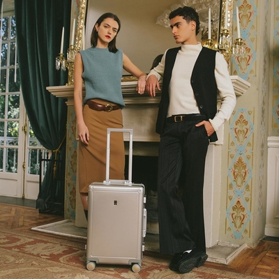 20 pouces de bagages en aluminium, valise à coque dure, bagages sans fermeture à glissière avec serrure TSA et roues filatoires - argent