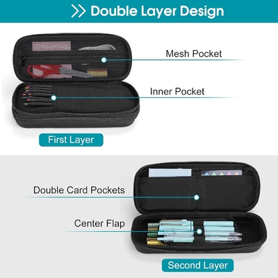ProCase Pen Pencil Case, boîte à crayons à fermeture éclair EVA à 2 couches, sac de grande capacité, organisateur de stockage de papeterie pour l'école
