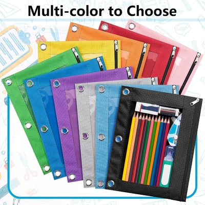 Boîte à crayons de reliure avec fermeture à glissière lisse, boîte à crayons de fenêtre transparente pour reliure, sac à crayons de reliure à 3 anneaux de grande capacité