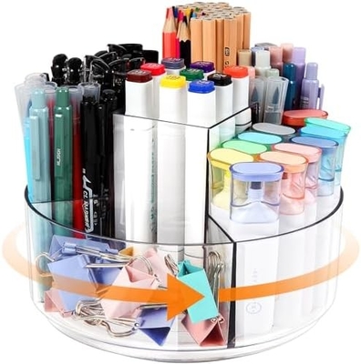 5 fentes 360 degrés de rotation porte-stylo acrylique pour bureau, porte-marqueur Caddy organisateur de fournitures artistiques organisateur de stylo pour bureau