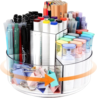 5 fentes 360 degrés de rotation porte-stylo acrylique pour bureau, porte-marqueur Caddy organisateur de fournitures artistiques organisateur de stylo pour bureau