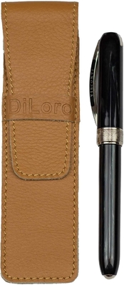 Porteur de boîtier à stylo unique Manche épaisse en cuir à grains pleins de buffle (buffle brun clair)