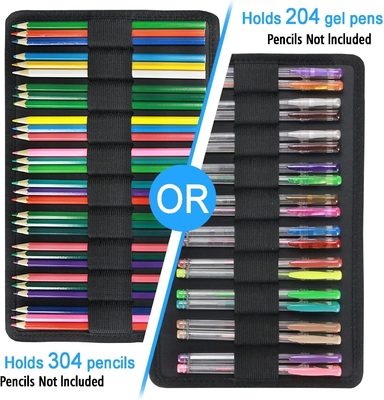 300 emplacements boîtier crayon de couleur - organisateur de boîtier de stylo avec enveloppe pratique et fermeture à glissière, porte-couches pour Prismacolor stylo de couleur