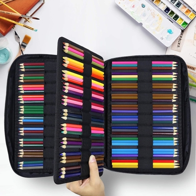 300 emplacements boîtier crayon de couleur - organisateur de boîtier de stylo avec enveloppe pratique et fermeture à glissière, porte-couches pour Prismacolor stylo de couleur