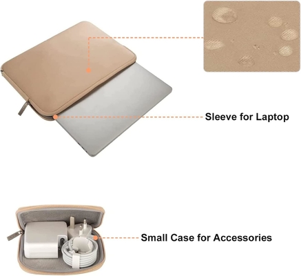 Manche d'ordinateur portable Compatible avec MacBook Air/Pro, 13-13 pouces Notebook, sac en néoprène avec petit boîtier, Abricot