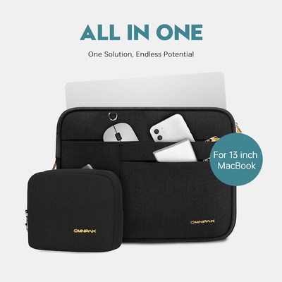 Convient pour,MacBook Pro 13-14 pouces, PET recyclé portage portage portable avec poche poignée et accessoire