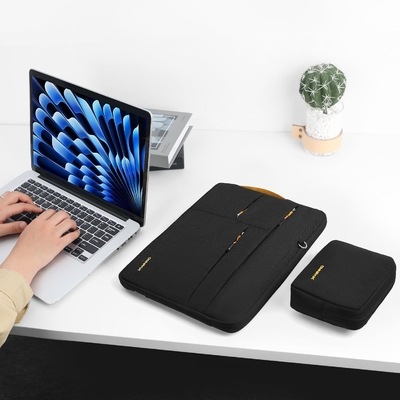 Convient pour,MacBook Pro 13-14 pouces, PET recyclé portage portage portable avec poche poignée et accessoire