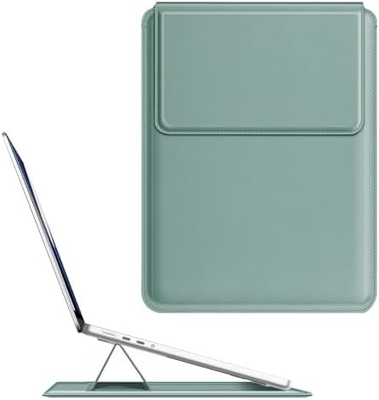 Étui pour ordinateur portable MacBook Air 13.6M3 M2 A3113 A2681/MacBook Pro 14 A2992-PU Couverture de sac mince en cuir avec fonction de support, brun