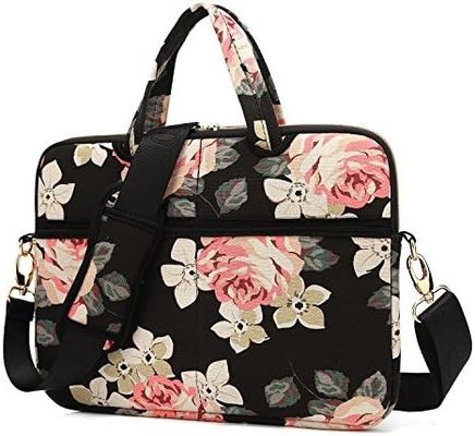 Sac portable conçu pour les ordinateurs portables de 12,5 à 14 pouces avec tissu de toile imprimé intérieur rembourré et plusieurs options de transport