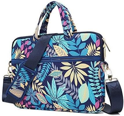 Sac portable conçu pour les ordinateurs portables de 12,5 à 14 pouces avec tissu de toile imprimé intérieur rembourré et plusieurs options de transport