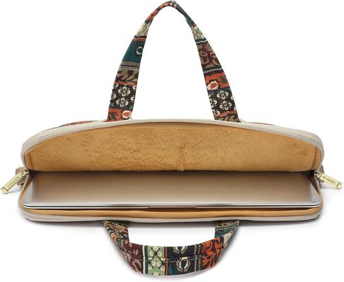 Sac portable conçu pour les ordinateurs portables de 12,5 à 14 pouces avec tissu de toile imprimé intérieur rembourré et plusieurs options de transport