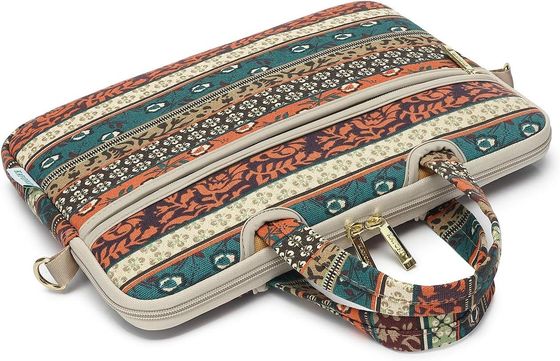 Sac portable conçu pour les ordinateurs portables de 12,5 à 14 pouces avec tissu de toile imprimé intérieur rembourré et plusieurs options de transport