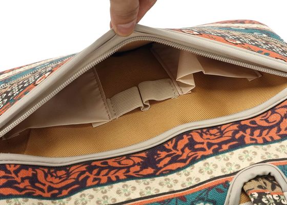 Sac portable conçu pour les ordinateurs portables de 12,5 à 14 pouces avec tissu de toile imprimé intérieur rembourré et plusieurs options de transport