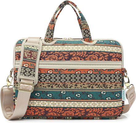 Sac portable conçu pour les ordinateurs portables de 12,5 à 14 pouces avec tissu de toile imprimé intérieur rembourré et plusieurs options de transport