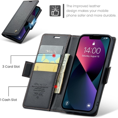 Couverture de portefeuille QLTYPRI pour iPhone 13/14, détenteur de fente pour carte de crédit [blocage RFID] pour la protection contre les chocs du boîtier du téléphone