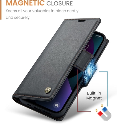 Couverture de portefeuille QLTYPRI pour iPhone 13/14, détenteur de fente pour carte de crédit [blocage RFID] pour la protection contre les chocs du boîtier du téléphone