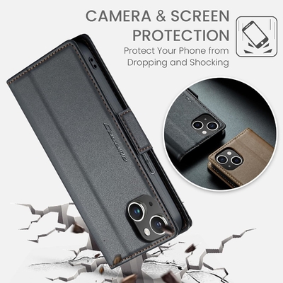 Couverture de portefeuille QLTYPRI pour iPhone 13/14, détenteur de fente pour carte de crédit [blocage RFID] pour la protection contre les chocs du boîtier du téléphone