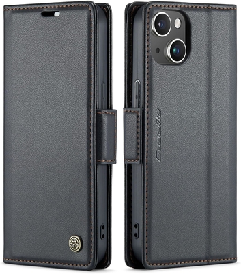 Couverture de portefeuille QLTYPRI pour iPhone 13/14, détenteur de fente pour carte de crédit [blocage RFID] pour la protection contre les chocs du boîtier du téléphone