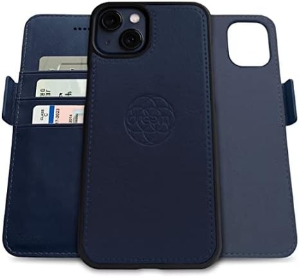 iPhone 13 Portemonnaie / boîtier de choc 2 en 1 et ensemble en cuir végétalien amovible, compatible MagSafe, protégé par RFID